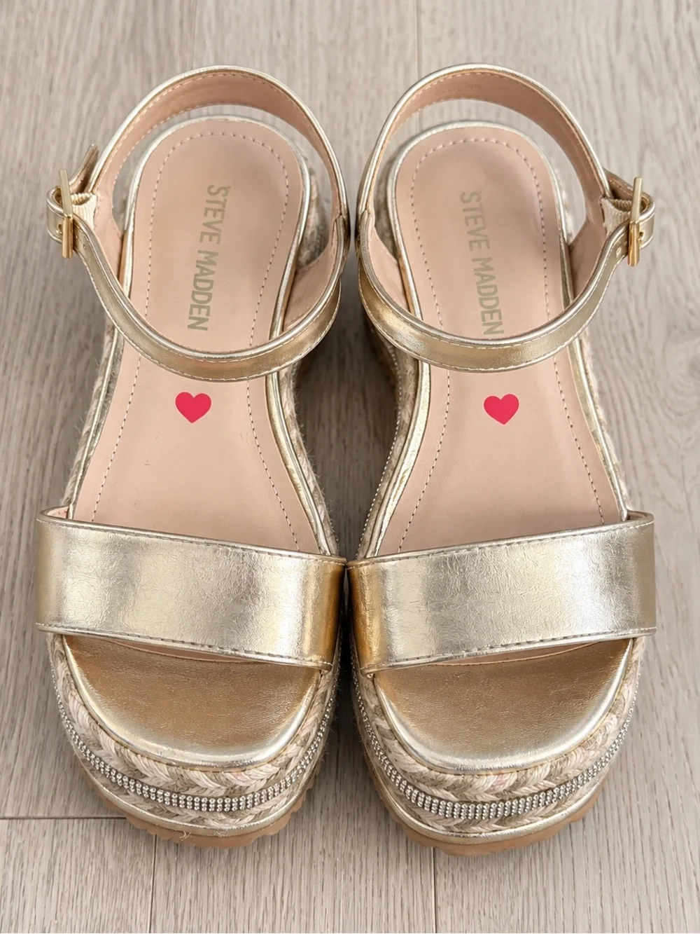 Steve Madden Metallic Gold Braided Platform Sandals